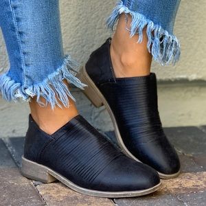 Charcoal Slashed Distressed Chelsea Ankle Bootie